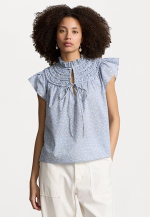 FLORAL COTTON VOILE BLOUSE - Bluse - light blue