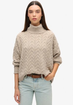 LIGHTWEIGHT CABLE ROLL NECK - Maglione - beige twist