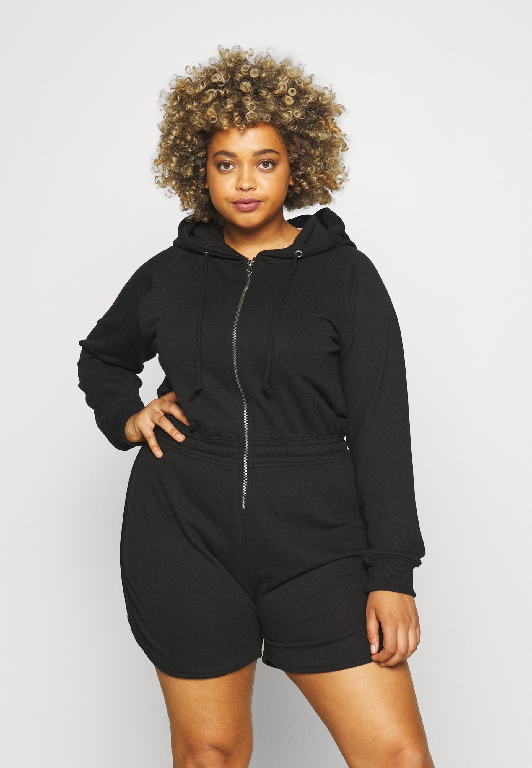 black hooded romper