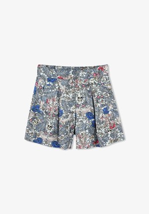 Shorts floraux avec un motif multicolore de fleurs bleues et roses, une coupe décontractée et une taille élastique pour plus de confort.