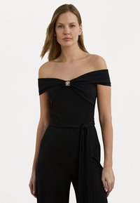 Lauren Ralph Lauren BELTED JERSEY OFF THE SHOULDER JUMPSUIT - Haalari - black
