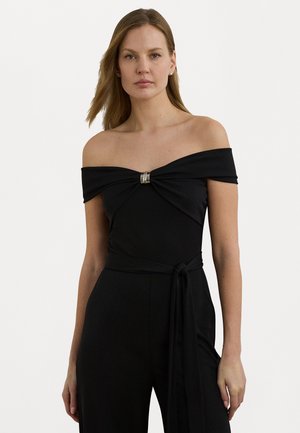 Lauren Ralph Lauren BELTED JERSEY OFF THE SHOULDER JUMPSUIT - Haalari - black