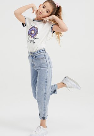 MET PAILLETTEN EN EMBROIDERY - Print T-shirt - white