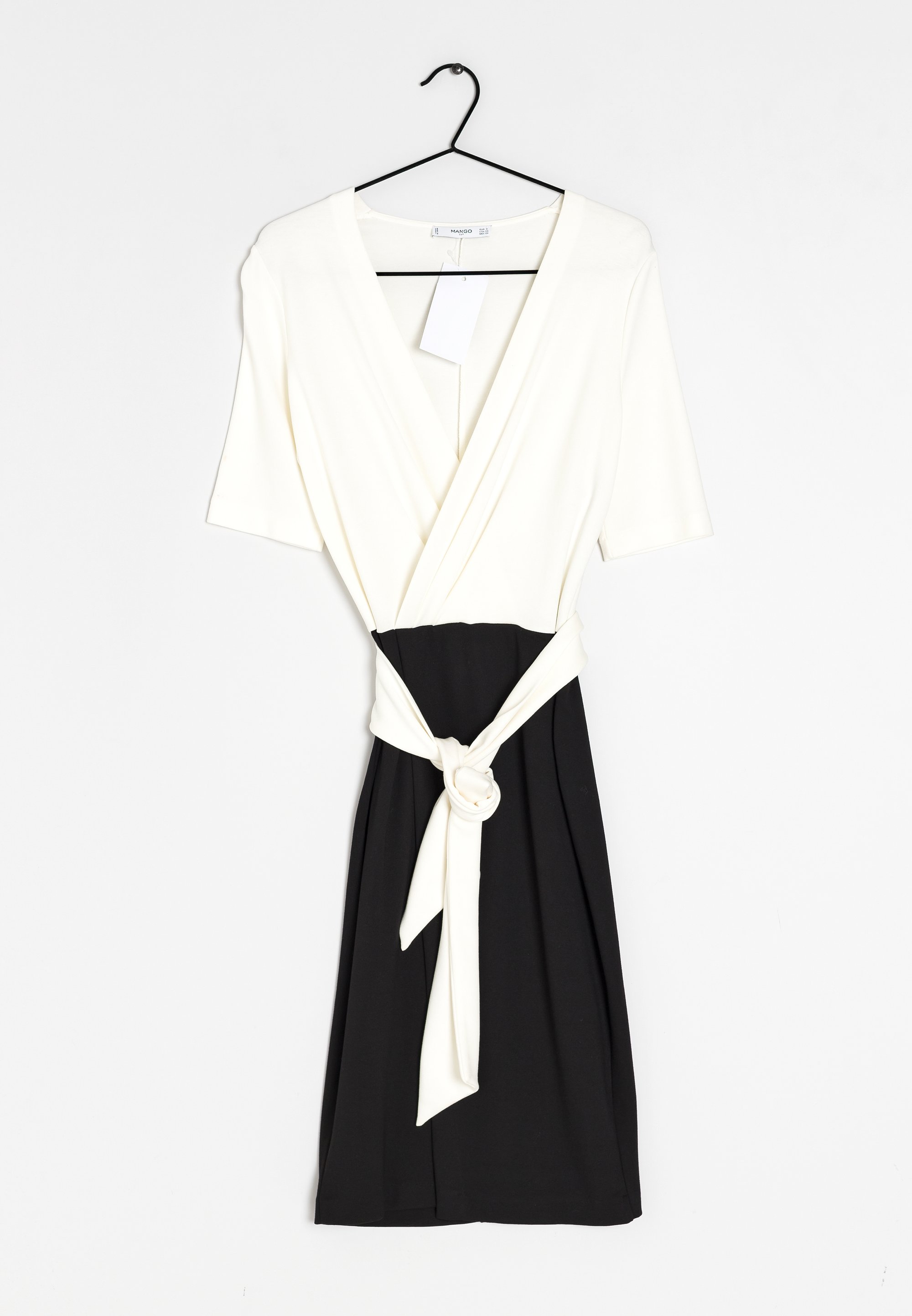 Mango Vestido de tubo white/black/blanco (Segunda mano