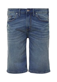 Szorty dżinsowe w średnim niebieskim odcieniu z prostym krojem. Posiadają pięć kieszeni, szlufki na pasek oraz metalowe zapięcie.