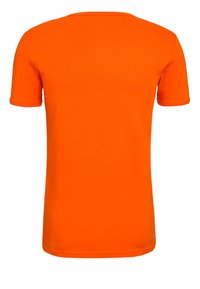Short-sleeve t-shirt in bright orange, made of smooth cotton material, featuring a classic crew neck and a straight hemline.