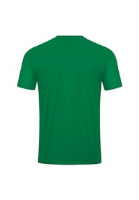 T-shirt verde a maniche corte, tessuto morbido, design a girocollo, senza stampe né decorazioni, colore uniforme, vestibilità regolare.