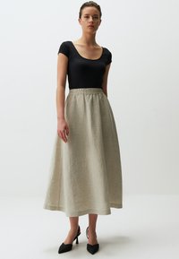 Jimmy Key MIDI WITH POCKETS - A-lijn rok - beige melange