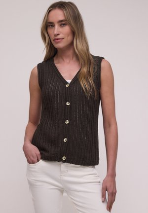 Street One WESTE MIT V-NECK UND KNOPFLEISTE - Smanicato - espresso brown