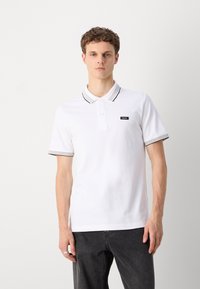 Calvin Klein MULTI TIPPING  - Polosärk - bright white/london fog