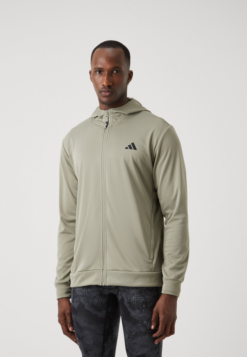adidas Performance TRAIN ESSENTIALS CAMO FULL ZIP - Chaqueta de entrenamiento - silver pebble
