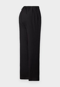 LINEN BLEND WIDELEG - Pantaloni - black