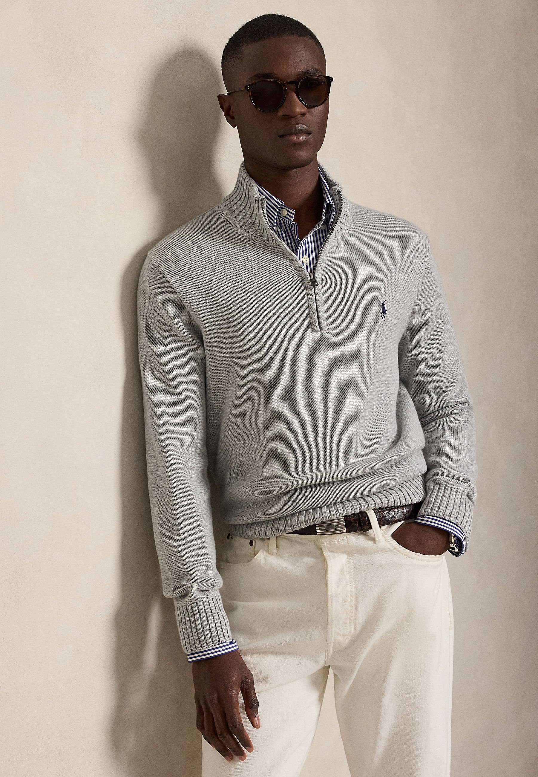 Ralph Lauren Madison 9M グレーロンパース Polo Ralph Lauren COTTON QUARTER-ZIP MOCKNECK SWEATER - Jersey de