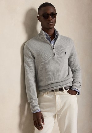 Polo Ralph Lauren COTTON QUARTER-ZIP MOCKNECK SWEATER - Πουλόβερ - andover heather