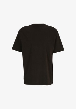 Korte mouwen zwarte T-shirt van katoen, met een ronde hals, een relaxte pasvorm en zonder zichtbare patronen of hardware details.