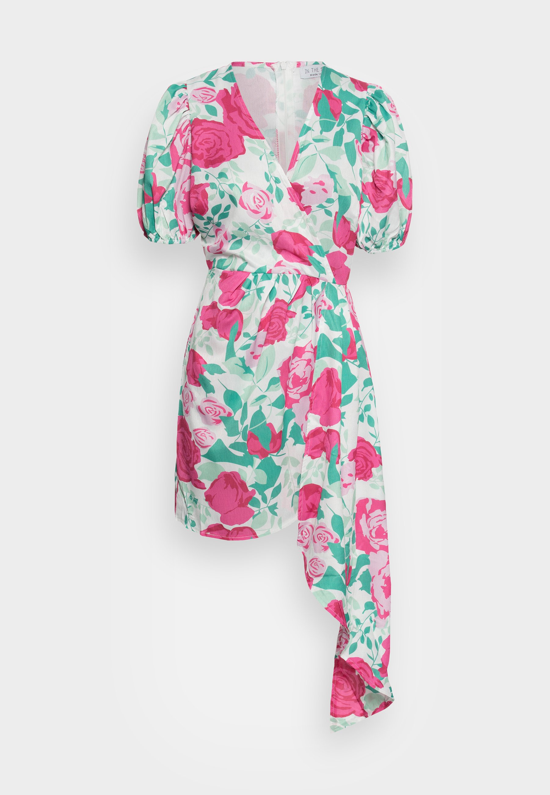 jac jossa pink floral midi dress with frill detail