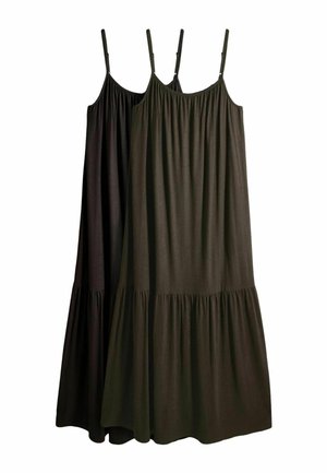THE SET, REGULAR FIT - 2 PACK DROPPED WAIST JERSEY MAXI DRESS - Maxikjoler - khaki green brown