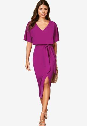 V NECK FLUTTER SLEEVE MIDI  REGULAR FIT - Robe de jour - pink