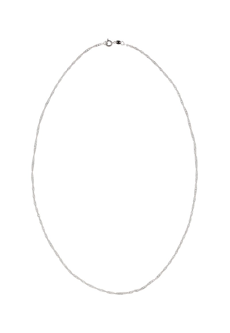 Sølv kædehalskæde med et snoet design, glat tekstur og en sikker lukning. Længden er velegnet til komfortabelt brug.