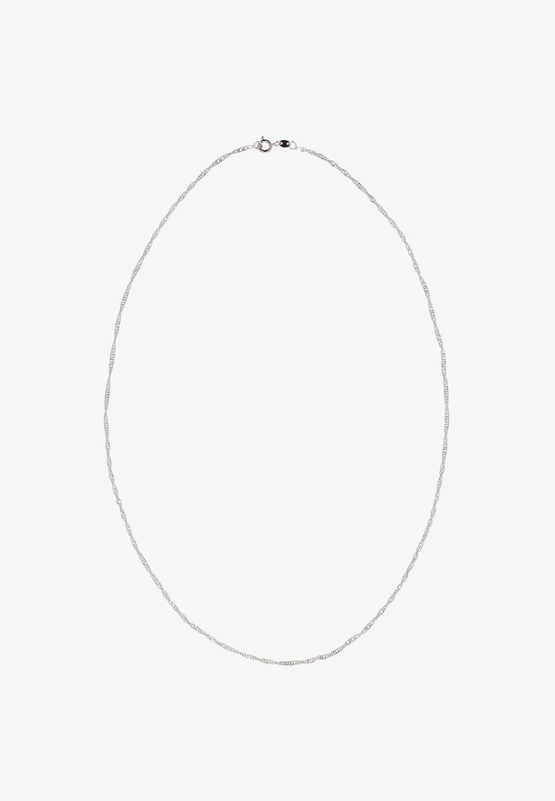Sølv kædehalskæde med et snoet design, glat tekstur og en sikker lukning. Længden er velegnet til komfortabelt brug.