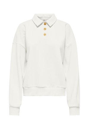 Fehér hosszú ujjú galléros pólóing, elöl három arany nap formájú díszgombbal.