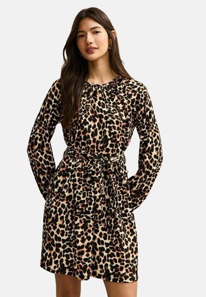 ANIMAL PRINT BELTED MINI - Vestito casual - brown pattern