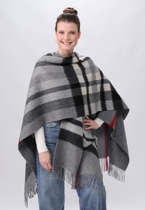 PLAID PONCHO - Cape - grey