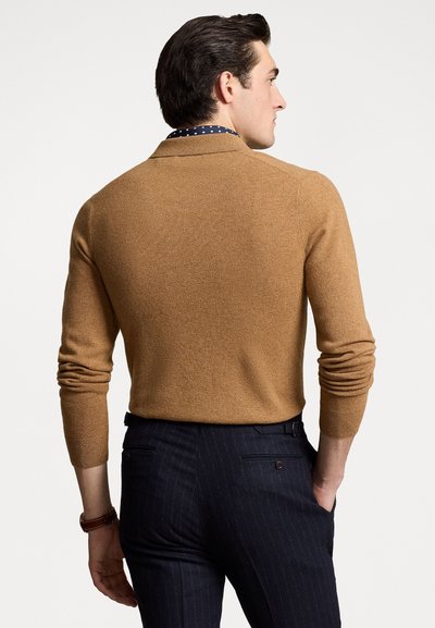 Polo Ralph Lauren WOOL JOHNNY COLLAR JUMPER - Pulover - latte brown heather