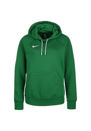 Felpa con cappuccio verde realizzata in morbido materiale. Presenta una tasca a marsupio frontale, un logo Nike bianco e cordini per un cappuccio regolabile.