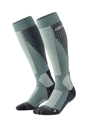 KNEE HIGH SKIING THERMO KOMPRESSION - MADE IN GERMANY - Kniekousen - blue grey