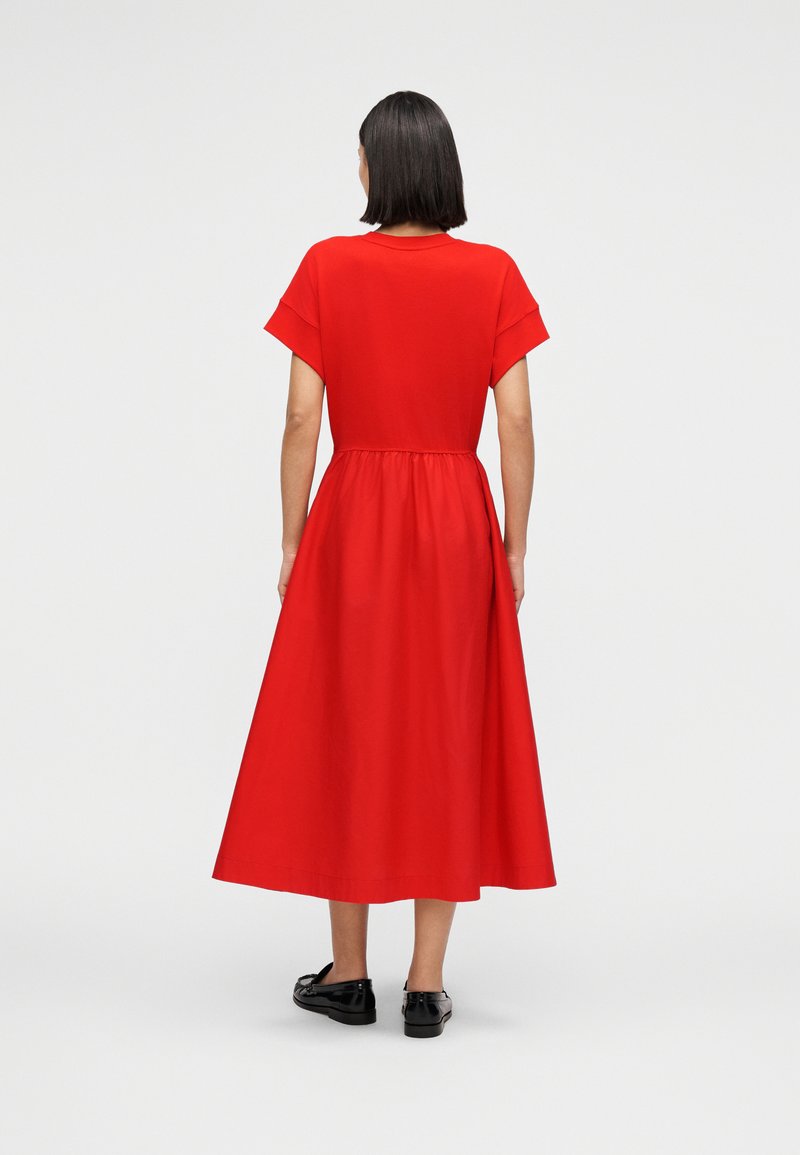 slim fit dress slacks Red 100% Cotton Asymmetrical Fit and Flare Midi Dress 56