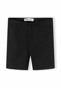 Shorts noirs ajustés jusqu'aux genoux avec taille élastique, en tissu doux, adaptés pour une tenue décontractée.