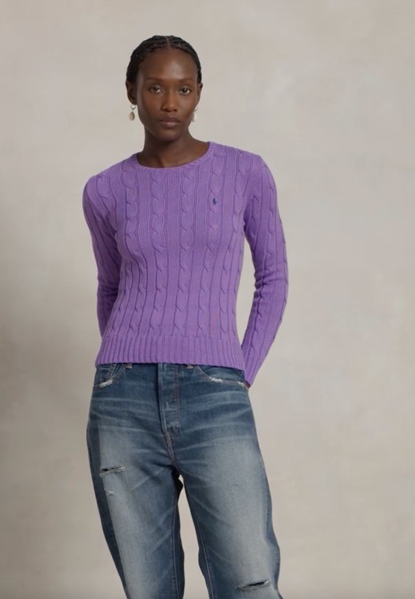 CABLE KNIT COTTON CREWNECK SWEATER - Jumper - spring violet4