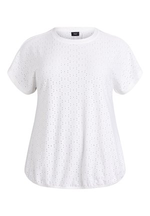 Zizzi, BLUSE MIT LOCHSTICKEREI UND BALLONÄRMELN - Bluse - weiß