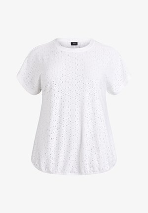 Zizzi, BLUSE MIT LOCHSTICKEREI UND BALLONÄRMELN - Bluse - weiß