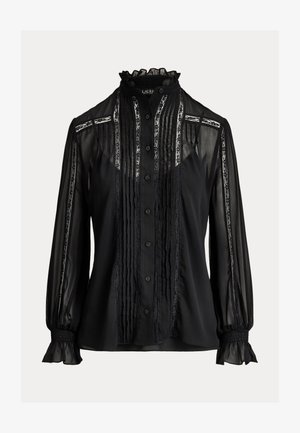 Lauren Ralph Lauren, LACE TRIM CRINKLE GEORGETTE BLOUSE - Camicia - black