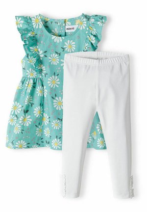 2 PCS SET - Leggings - Byxor - green/white