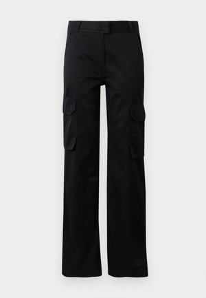 Sorte cargo bukser laget av slitesterk stoff, med to sidelommer og rett ben-design. Glatt tekstur med en klassisk passform.