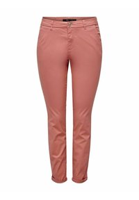 Slim-fit, roze broek van een gladde katoenmix, met vijf zakken, een ritssluiting en een enkele knoopsluiting.