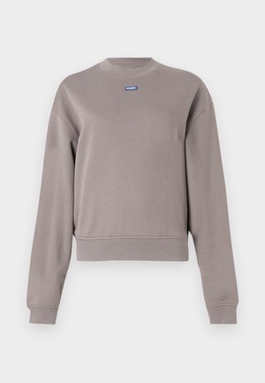 Grijze, cropped sweatshirt gemaakt van een zachte katoenmix, met een ronde hals en lange mouwen. Klein blauw merklogo op de borst.