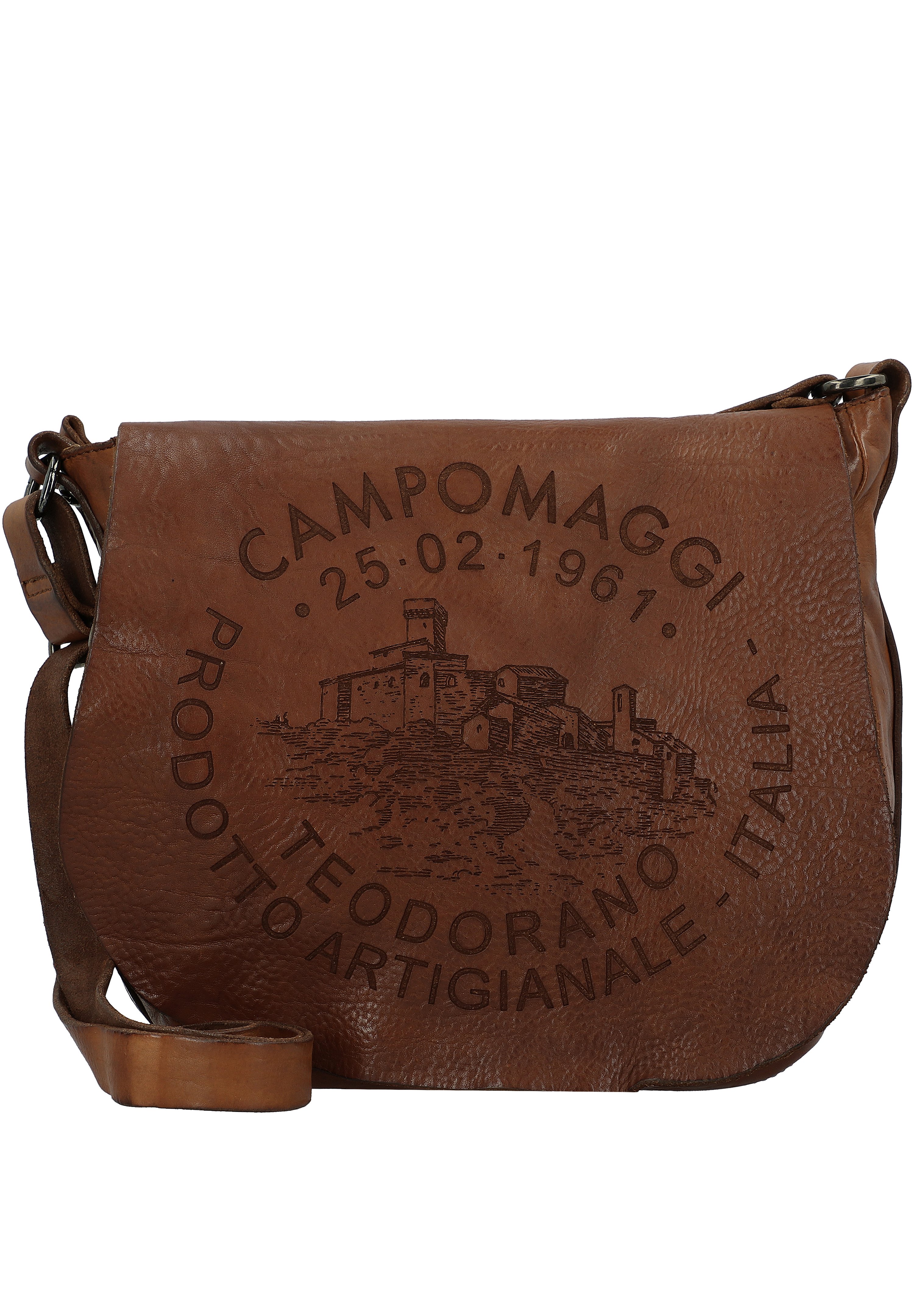 Sac Bandoulière Cuir Campomaggi Cognac - 100% Cuir De Vache - Neuf Italie