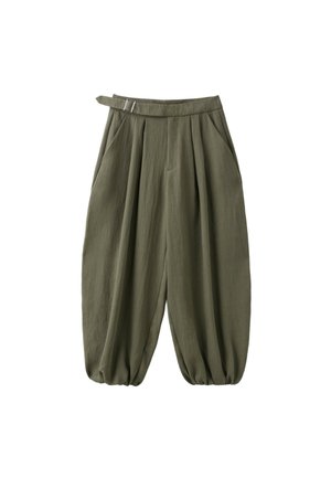 Stradivarius, SAROUEL TROUSERS WITH BUCKLE - Broek - green