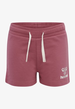 Pantalones cortos de algodón rosa con cordón blanco, que presentan un acabado texturizado y un logo impreso en la parte inferior izquierda.