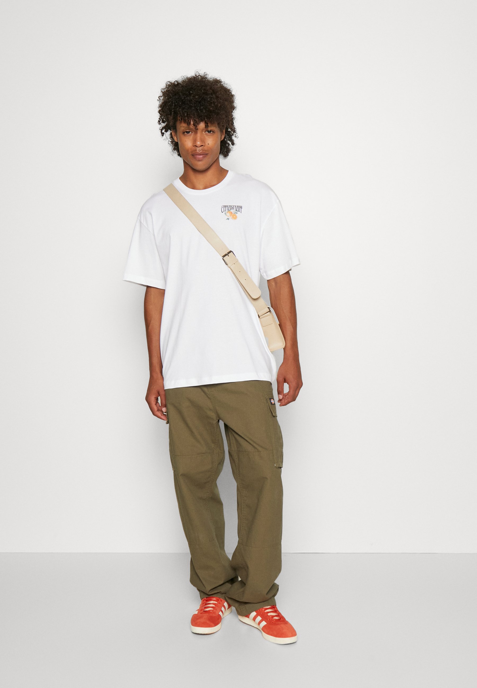 orange white graphic tee