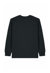 Zwart langemouwen T-shirt met een afgeronde halslijn en aangesloten manchetten, gemaakt van zachte, gladde stof met een effen kleur zonder zichtbare details.