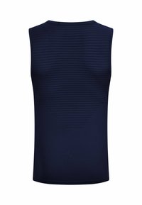 Maritimer Ärmelloser Top mit strukturiertem Streifenmuster. Weicher Stoff mit rundem Ausschnitt und schmaler Silhouette.