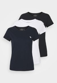 Abercrombie & Fitch - 3-PACK SHORT-SLEEVE ICON CREW TOPS - T-paita - BLACK/ WHITE/ NAVY Pienoiskuva 1