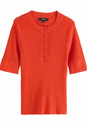 Next REGULAR FIT - BUTTON UP CREW NECK SHORT SLEEVE  - Paprasti marškinėliai - red
