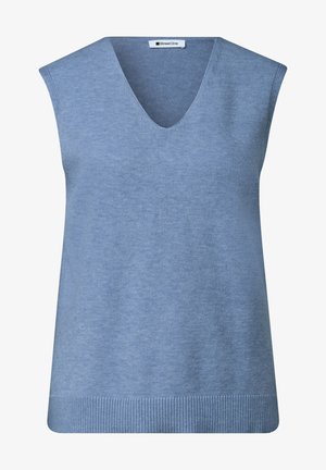 Street One, SOLID-COLOR V-NECK SWEATER - Top - northern blue mel