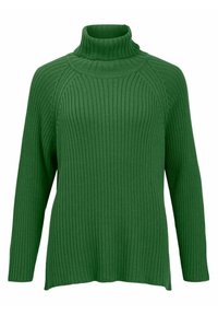 Groene geribde coltrui met lange mouwen, met een relaxed fit en een gestructureerd stofpatroon. Ideaal voor casual kleding.